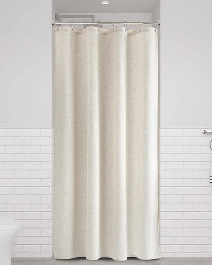 Naturoom Stall Shower Curtain 48 inch Long Luxury Natural Linen Neutral Tone Woven Look Vintage Country Style Rustic Shower Curtains for Bathroom, Cream Beige, 48x72