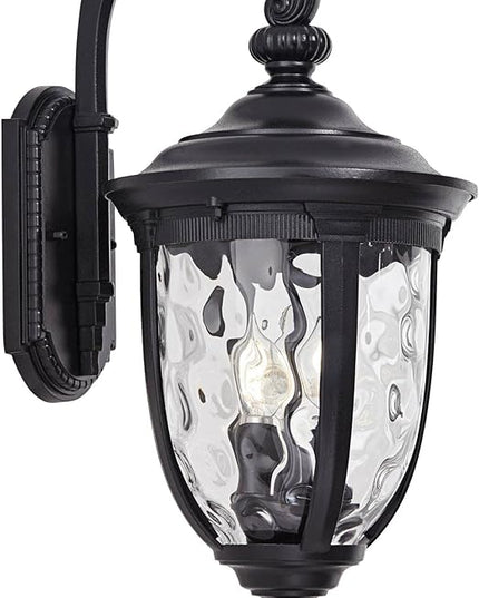 John Timberland Bellagio European Outdoor Wall Light Fixture Textured Black Metal 20 1/2" Hammered Glass Decor for Exterior House Porch Patio Outside Deck Garage Yard Front Door Garden Home