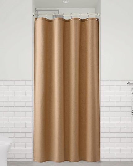 Naturoom Camel 42 Inch Shower Curtain - Stall Narrow Half Linen Ultra Thick Fabric Shower Curtain Set with Hooks, Boho Farmhouse Rustic RV Camper Bath Curtains for Bathroom, 42x72