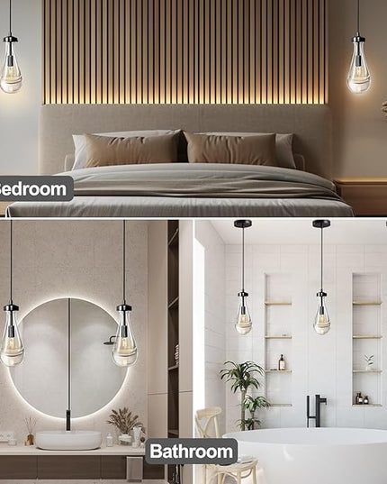 Modern Raindrop Pendant Lights Set of 2, Bronze Pendant Lights Kitchen Island, Black Pendant Light Island Lights for Kitchen Chandeliers for Living Room Bathroom Bedroom Hallway,Bulb Included