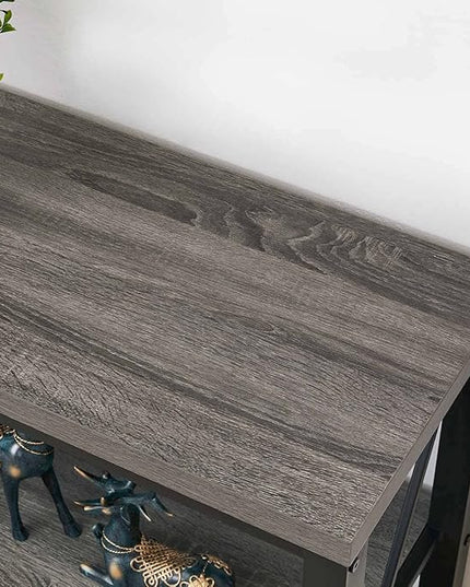 BON AUGURE Rustic Sofa Table Behind Couch, Industrial Console Tables for Entryway, 3 Tier Wood Shelves Entry Table with Storage for Foyer, Hallway, Front Door (47 Inch, Dark Grey Oak)