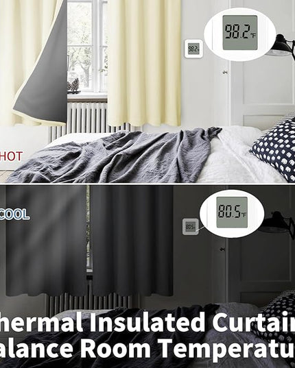 BGment 100% Blackout Curtains for Bedroom with Black Liner, Double Layer Thermal Insulated Full Room Darkening Noise Canceling Rod Pocket Bedroom Curtain (42 x 63 Inch, Cream, 2 Panels)