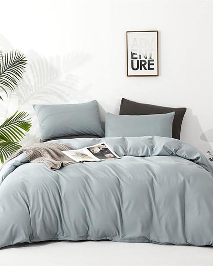 Luxlovery Blue Comforter Set Queen Light Bue Bedding Set Soft Breathable Blanket Quilts Modern Mist Blue Comforter Set for Queen Bed Women Men
