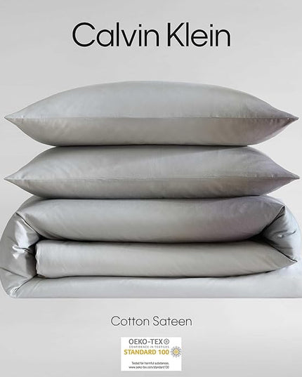 Calvin Klein - King Duvet Cover Set, Super Soft Cotton Bedding Set with Matching Shams, Cozy Home Decor, Oeko-Tex Certified (Atmosphere Ombre Grey, King)