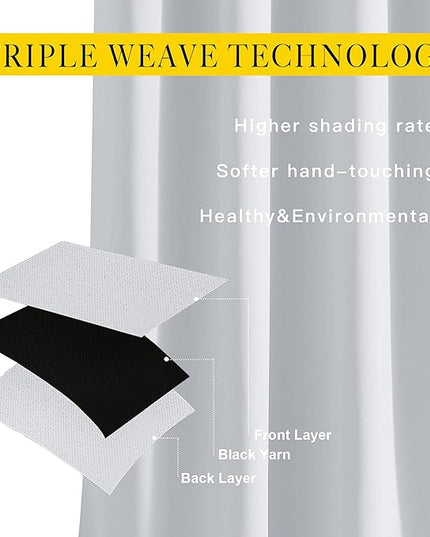 NICETOWN Greyish White Room Darkening Curtains Blackout 40 inch Curtains for Kitchen, Grommet Solid Window Treatments Sound Reducing for Bedroom, 2 Panels, W37 x L40, 2 Panels