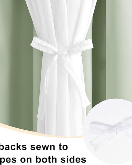Hiasan Blackout Curtains with Sheer Overlay, Grommet Thermal Insulated Privacy Mix and Match Double Layer Window Curtains for Bedroom, Living Room, 2 Drape Panels with Tiebacks, Seafoam, 52W X 63L