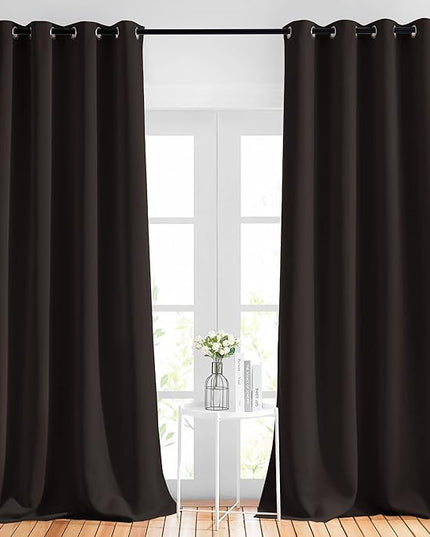 NICETOWN Blackout 102 inch Curtains for Living Room, Grommet Thermal Insulated Room Darkening Curtains for Bedroom/Living Room, 2 Panels, W52 x L102, Toffee Brown