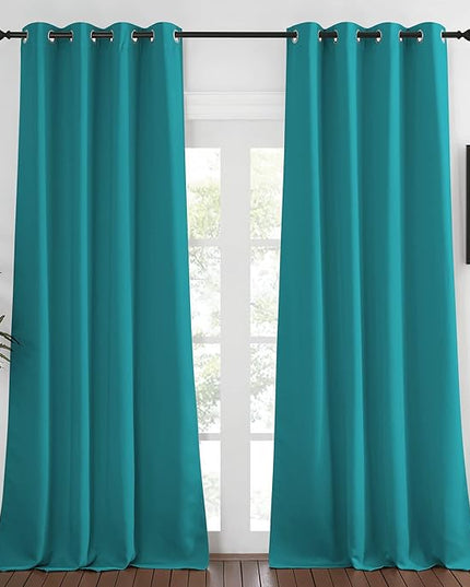 NICETOWN Blackout Window Curtain 90 inch Length - Room Darkening Thermal Insulated Grommet Large Window Treatment Light Blocking for Bedroom/Doorway (Peacock Teal, 1 Panel, W52 x L90)