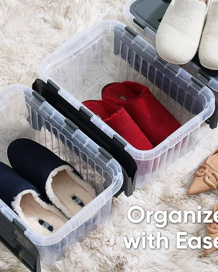 Superio Storage Bins with Lids, Clear Plastic Containers for Organizing, Stackable Totes, BPA Free, Odor Free, Organizer Boxes for Home, and Dorm, 10.5 Quart (2 Pack, 15"x10"x7")