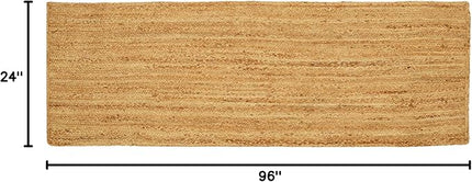 Hand Woven Jute Area Rug - 2' x 8' Feet - Rustic Beige Reversible Rectangular Rugs for Bedroom, Kitchen, Living Room - Vintage Natural Braided Entry Floor Décor Boho Jute Rug 24 X96 Inches