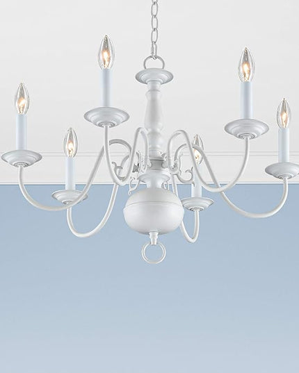 Livex Lighting 5006-03 Williamsburgh 6-Light Chandelier, White