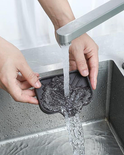 Silicone Bathroom Soap Dishes with Drain Spout-Bathroom and Kitchen Sink Organizer,Sponge Holder,Dish Soap Tray,Perfect for Dispenser,Scrubber,Bottle,Cup on Sink or Counter-Coffee 4.9"×3.2"