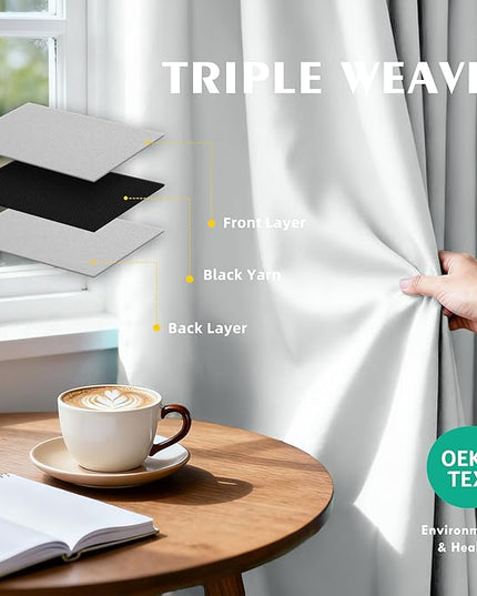 Room Darkening Curtains 84 Inch Length for Bedroom Living Room, Insulated Thermal Grommet Curtain Drapes, Blackout(60-90%,Not 100%) Window Treatment Decor, 2 Panels, 52x84, GreyishWhite