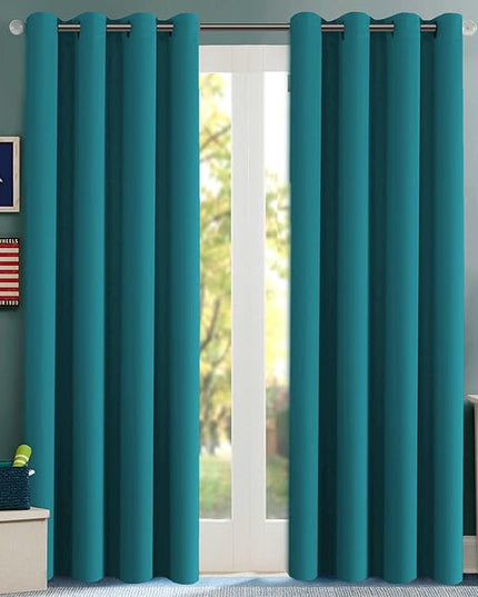 H.VERSAILTEX Thermal Insulated Blackout Curtains Innovated Microfiber Formaldehyde-Free Window Panels for Nursery, Grommet,52 by 84 - Inch - Turquoise Blue - Set of 2
