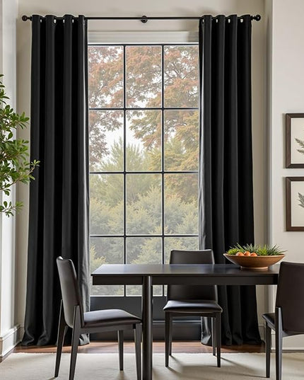 Lazzzy Velvet Black Blackout Curtains 96 Inches Long Thermal Insulated Drapes for Bedroom Living Room Window Treatments Grommet 2 Panels
