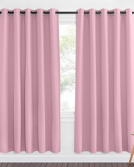 NICETOWN Rouge Pink Blackout Curtains for Bedroom 72 Inches Long, Thermal Insulated Room Darkening Grommet Window Curtains for Living Room Nursery, 66 inch x 72 inche, 1 Panel