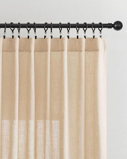 Joydeco Linen Curtains 84 Inch Length 2 Panel Sets,Light Filtering Curtains for Bedroom 52 Inch Wide Living Room Drapes with Back Tabs & Rod Pockets (W52 x L84 Inch, Ecru)