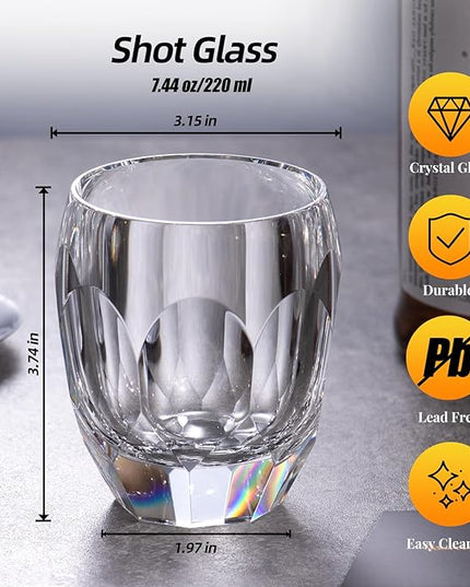KAMMAK Crystal Whiskey Glasses Set of 2, Luxury 7.44oz Old Fashioned Glasses Stemless, Handcrafted Cocktail Glasses, Hand Blown Scotch Cup for Women, Men Gift for Bourbon Barware, Home Bar