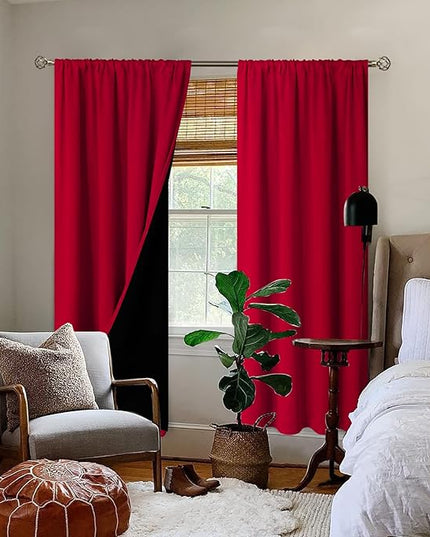 BGment Blackout Curtains for Living Room 72 Inch Long, Thermal Insulated Bedroom Curtains Rod Pocket Full Room Darkening Drapes, Each Window Curtains 2 Panels, 42 Wide, Red