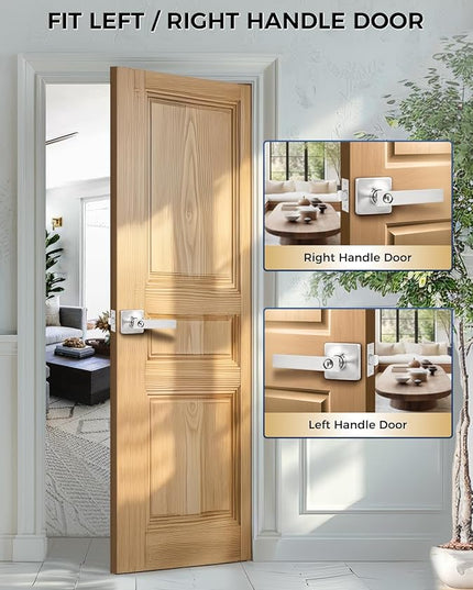 Mengico 1 Pack Door Handle,Nickel Interior Door Lever,Modern Door Lever Privacy Lock(for Bedroom&Bathroom)