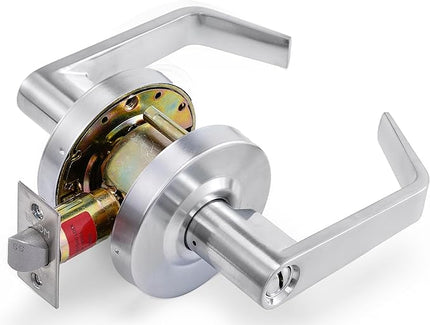 Boomerang Privacy/Bathroom Function - ADA Commercial Door Lever Lock - Heavy-Duty Locking Door Handle, Cylindrical Lever Lock, Non-Handed Grade 2, Satin Chrome (US26D), Privacy/Bathroom