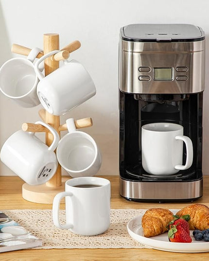 vancasso Porcelain Coffee Mugs Set, 12 oz Ceramic Coffee Cups for Latte Hot Tea Cappuccino Cocoa Milk Cups Set of 6, Dishwasher & Microwave Safe, White