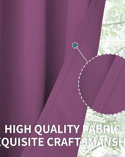 BGment Room Darkening Curtains 72 Inches Long - Grommet Thermal Insulated Drapes Window Treatment Curtains for Bedroom, 2 Panels, 42 x 72 Inch, Eggplant Purple