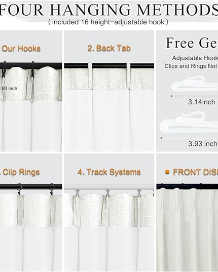 YZ HOME Ivory Pinch Pleated 100% Blackout Curtains 95 Inches Long Linen Room Darkening Window Curtains for Living Dining Room Bedroom Thermal Insulated Pinch Pleat Double Layer Drapes with Hooks