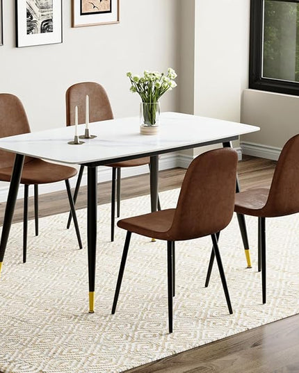 Small Dining Table Set for 4, Dining Room Table Set for 4, Sintered Stone Kitchen Table Top and Modern Chairs Set of 4 for Kitchen Dining Room, Small Space