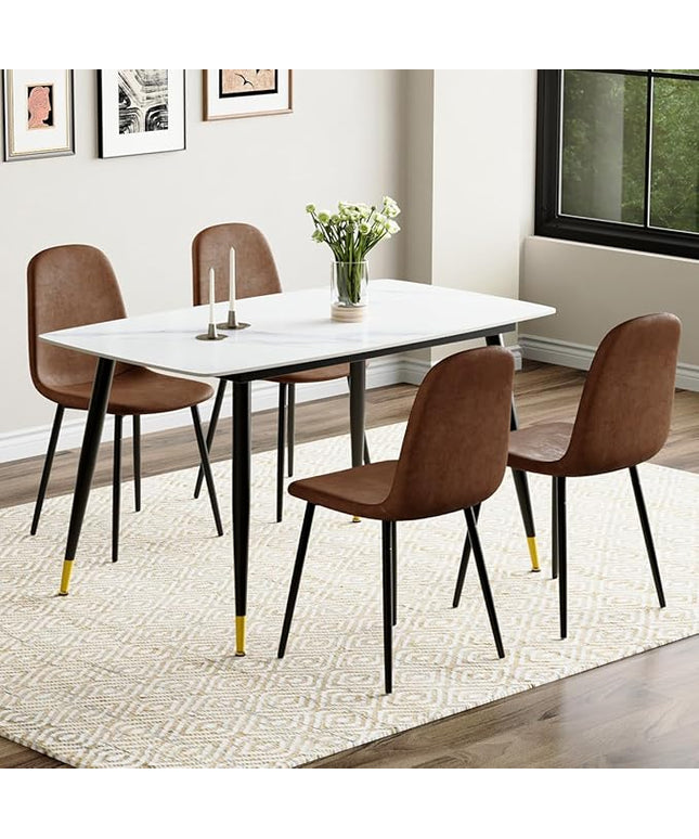 Small Dining Table Set for 4, Dining Room Table Set for 4, Sintered Stone Kitchen Table Top and Modern Chairs Set of 4 for Kitchen Dining Room, Small Space