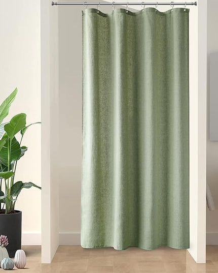 Naturoom 42 Inch Shower Curtain - Stall Narrow Half Green Linen Ultra Thick Fabric Shower Curtain Set with Hooks, Boho Farmhouse Rustic RV Camper Bath Curtains for Bathroom, Sage Green, 42 x 72