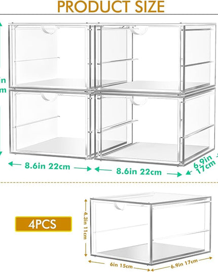 Versatile Acrylic Makeup Organizer, Drawer Organizer - Transparent Desktop Storage for Cosmetics, Office Supplies & More - Clear Organizer for Home & Office Use