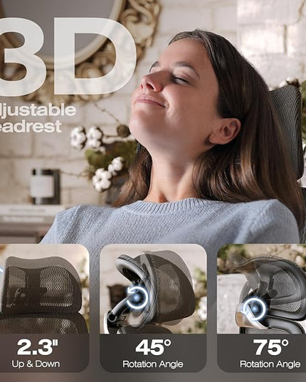 ELABEST X100 Ergonomic Office Chair with Footrest, Big and Tall Home Desk Chair with 5D Flip-Up Arms, Adjustable 3D Lumbar Support,High Back Rolling Computer Chair, Swivel Mesh Chairs (Midnight Mist)