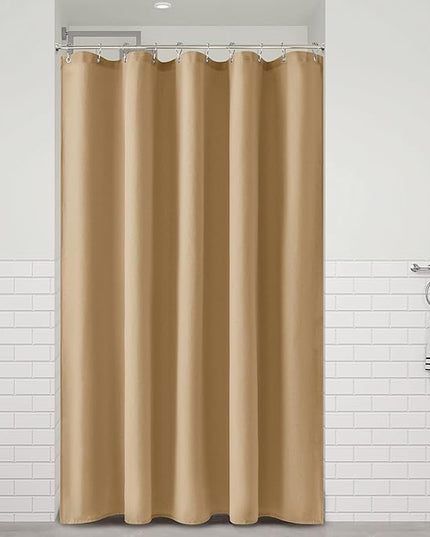 Naturoom Gold Yellow 54 Inch Shower Curtain - Stall Narrow Half Linen Ultra Thick Fabric Shower Curtain Set with Hooks, Boho Farmhouse Rustic RV Camper Bath Curtains for Bathroom, 54x78