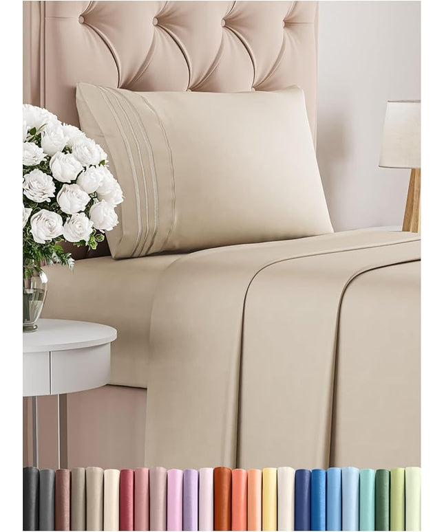 Twin XL Size 3 Piece Sheet Set - Comfy Breathable & Cooling Bed Sheets Set - Hotel Luxury Bedding for Women, Men, Kids, Teens, Boys & Girls - Deep Pockets, Ultra-Soft, Wrinkle Free - Oeko-Tex - Wheat