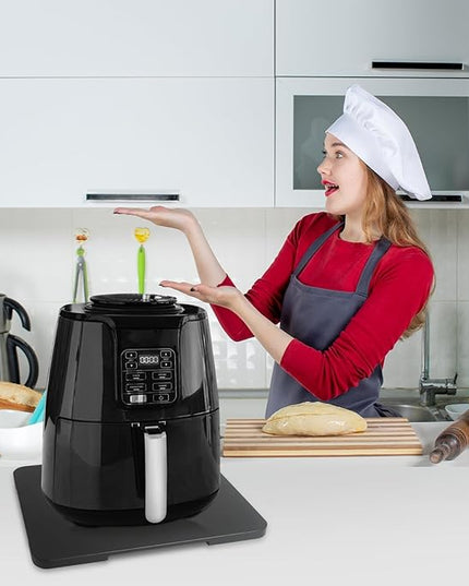 Appliance Slider 360° Rolling Tray for Coffee Maker Bamboo Coffee Pot Slider Tray Countertop Rotation Sliding Tray with Wheels, Small Appliances Mat Easily from Under the Cabinet Black(13.9"×11.6")