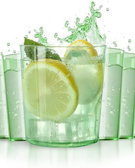 Liacere Plastic Drinking Glasses (Set of 12) 14 oz Green Reusable Plastic Glasses Colors，Kitchen Water Glasses Cup, Bar Tumbler Glassware Set for Beer, Juice, Cocktail, Whiskey, Milk