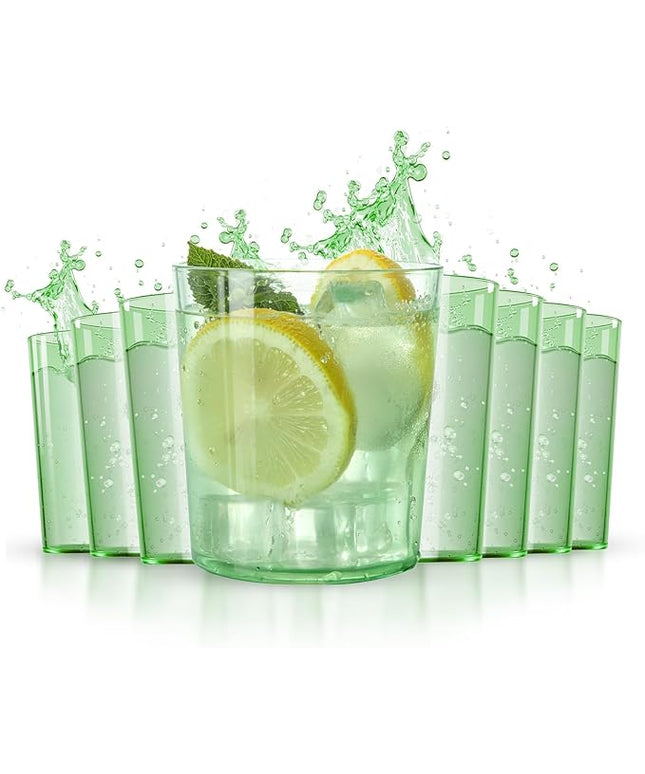 Liacere Plastic Drinking Glasses (Set of 12) 14 oz Green Reusable Plastic Glasses Colors，Kitchen Water Glasses Cup, Bar Tumbler Glassware Set for Beer, Juice, Cocktail, Whiskey, Milk