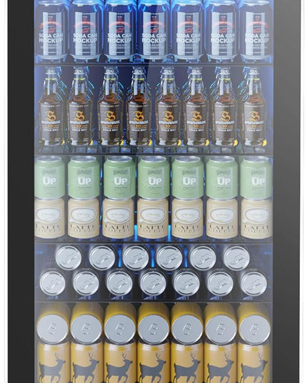 Mini Fridge 130 Can Beverage Refrigerator Cooler, 3.2 Cu.Ft Drink Fridge for Soda Wine Beer, Adjustable Temperature Control for Home Office, Black