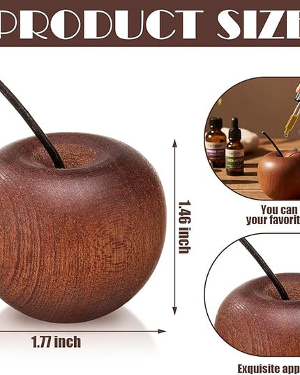 Novabright 4 Pcs Wooden Apple Shaped Essential Oil Diffuser Portable Aromatherapy Diffuser Decorations Farmhouse Rustic Air Freshener for Car Home Bedroom Office Desktop Sauna Yoga Room SPA Centers