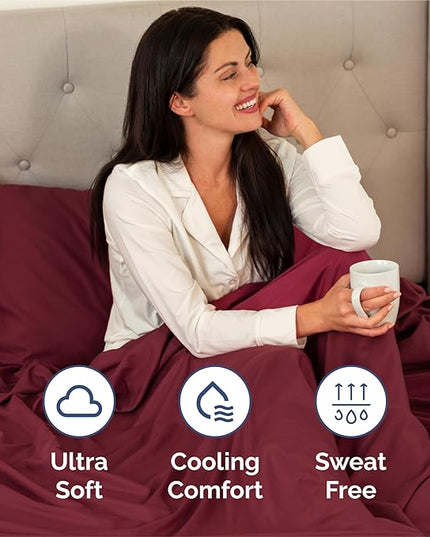 King Size 4 Piece Sheet Set - Comfy Breathable & Cooling Bed Sheets Set - Hotel Luxury Bedding for Women, Men, Kids, Teens, Boys & Girls - Deep Pockets, Ultra-Soft, Wrinkle Free - Oeko-Tex - Burgundy