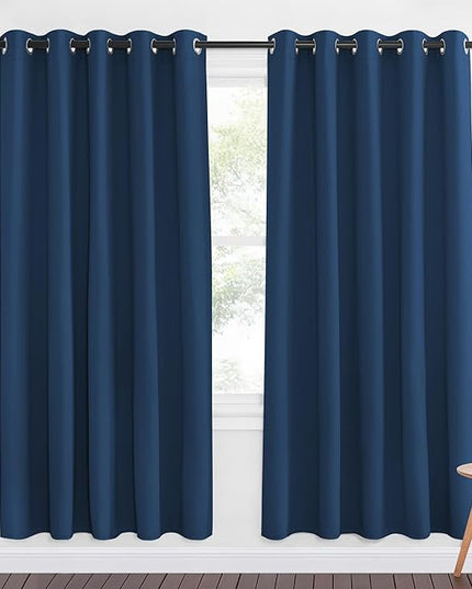 NICETOWN Moroccan Blue Blackout Curtains for Bedroom 72 Inches Long, Thermal Insulated Room Darkening Grommet Window Curtains for Living Room Nursery, 66 inch x 72 inche, 1 Panel