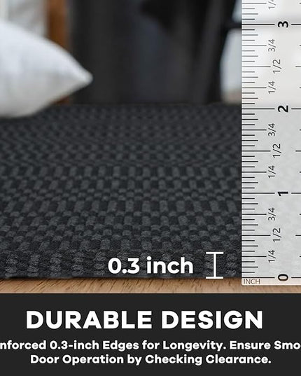 KOZYFLY Washable Area Rug for Living Room 5x7 Ft Bedroom Rug with Runner Backing Braided Cotton Dining Room Rug, Floor Carpet for Living Room Dining Room Bedroom, Black/Grey