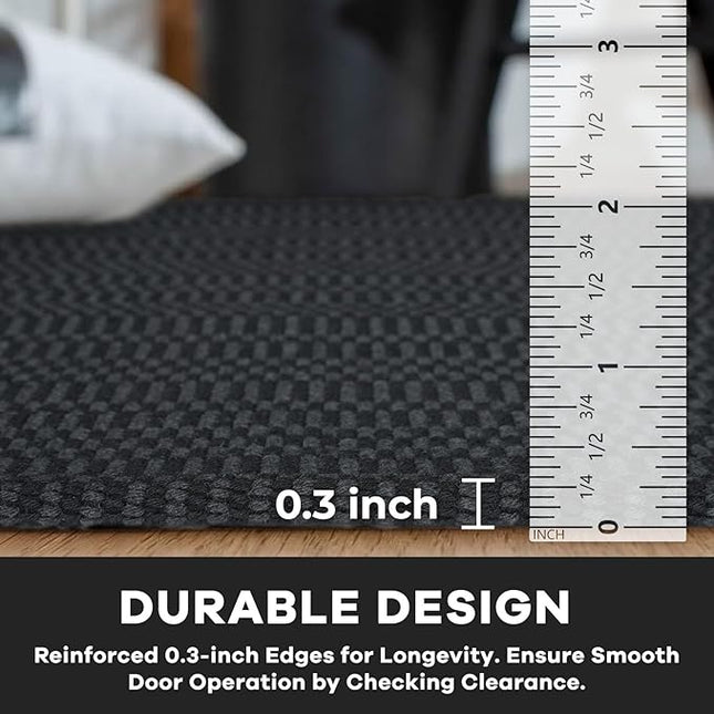 KOZYFLY Washable Runner Rug 2x6 Ft Runners for Hallways Kitchen Runners with Rubber Backing Braided Cotton Entryway Runner Indoor, Carpet for Hall Foyer Bedroom, Black/Grey