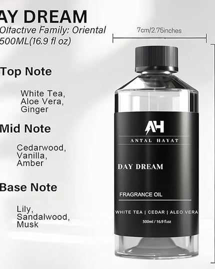 Hotel Scents Day Dream Diffuser Oil 500mL - Aromatherapy Fragrance Inspired by 5-Star Hotels - Notes of Aloe Vera, Ginger, White Tea - Inspired by Westin Hotels - Luxury Home Scents Refill