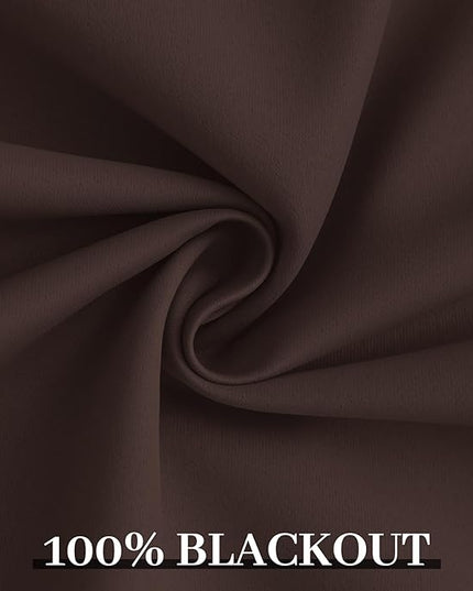 Yakamok Room Darkening 100% Blackout Curtains Grommet Window Treatments with 2 Thick Layers-Brown Thermal Insulated Drapes Set of 2 Panels for Bedroom Living Room 52 Inches by 84 Inches Length