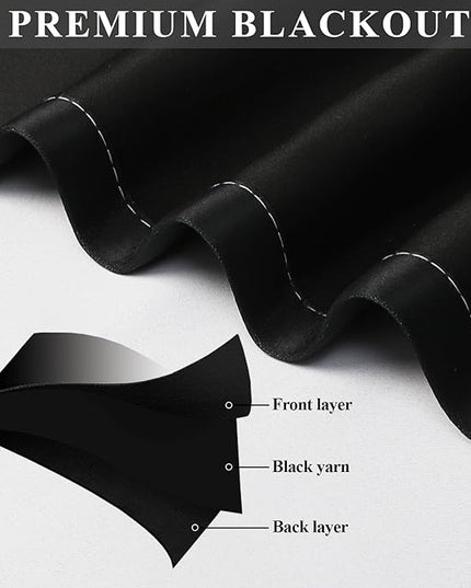 Estelar Textiler Ombre Black out Curtains 63 Inch long for Bedroom, Black and Greyish White Full Room Darkening Thermal Insulated Grommet Gradient Curtains & Drapes for Living Room,52x63 Inch,2 Panels