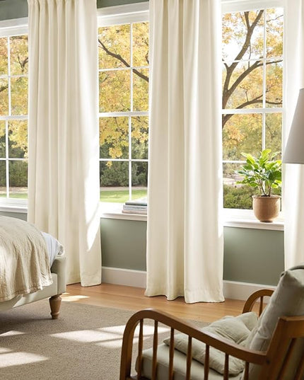Lazzzy Blackout Velvet Curtains for Living Room Bedroom 96 Inch Long Insulated Lined Drapes Rod Pocket Modern Window Treatments 2 Panels Set Vanilla White