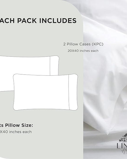 Linen Home 100% Cotton Percale Pillowcases King Size, Dove Grey, 2 Pieces of Pillow Case, Crisp and Cool Strong Bed Linen, 20 inches X 40 inches
