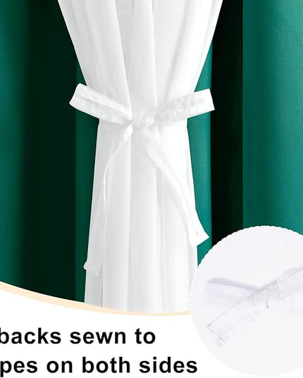 Hiasan Blackout Curtains with Sheer Overlay, Thermal Insulated Privacy Double Layer Mix & Match Grommet Window Curtains for Christmas,Living Room, 2 Drape Panels with Tiebacks, Hunter Green, 52W X 84L
